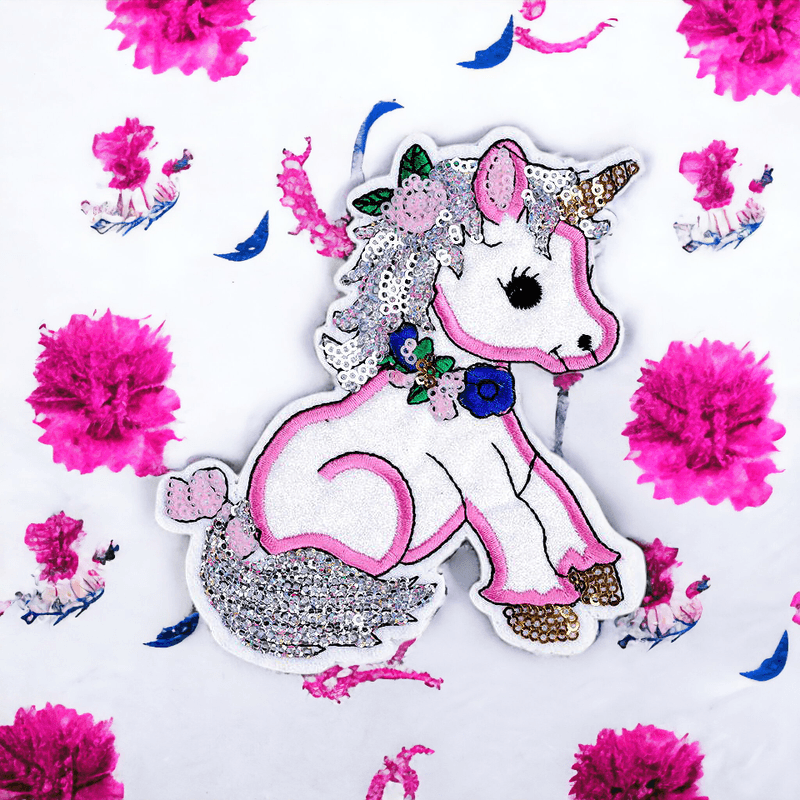 Casa si Gradina - Decoratiuni - DIY - Articole mercerie - Aplicatie termoadeziva cu paiete Crisalida, 11,2 x 13,7 cm, Unicorn - Infinity.ro