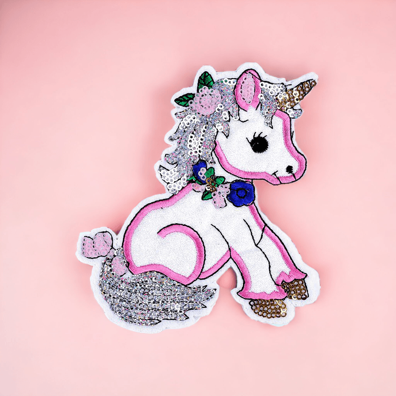 Casa si Gradina - Decoratiuni - DIY - Articole mercerie - Aplicatie termoadeziva cu paiete Crisalida, 11,2 x 13,7 cm, Unicorn - Infinity.ro