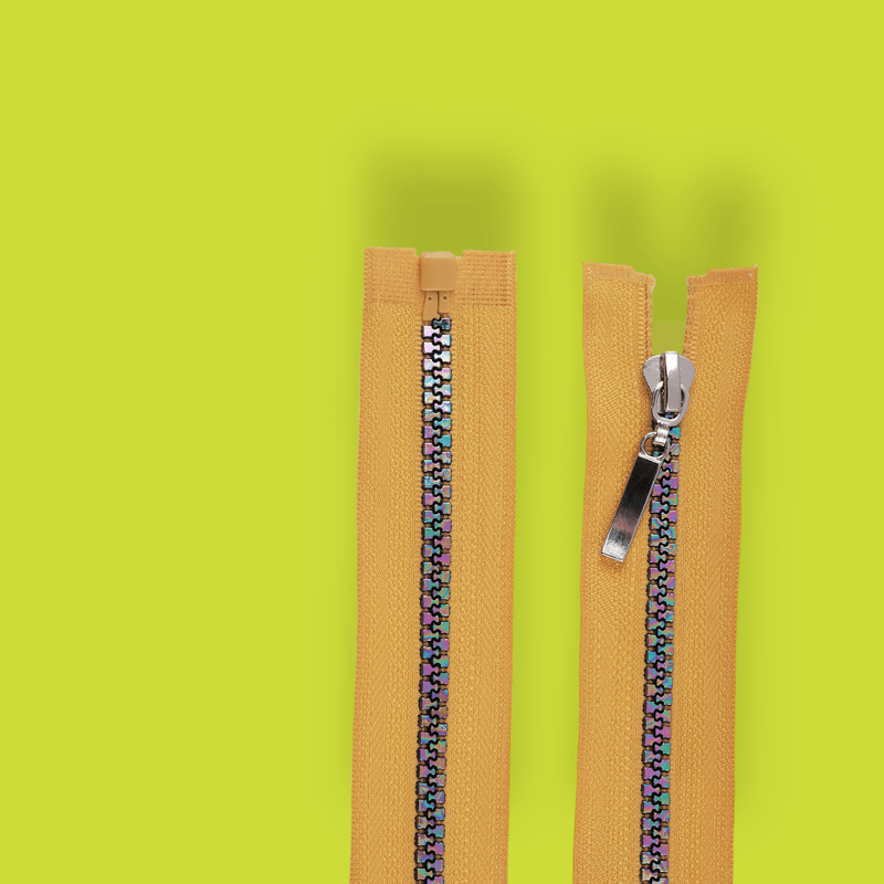 Casa si Gradina - Decoratiuni - DIY - Articole mercerie - Fermoar plastic detasabil, efect curcubeu, lungime 60 cm, Galben mustar - Infinity.ro