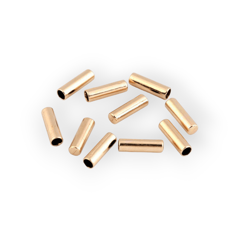 Casa si Gradina - Decoratiuni - DIY - Articole mercerie - Set 10 terminatii metalice pentru snur, diametru 4 mm, 5 x 17 mm, Auriu rose - Infinity.ro