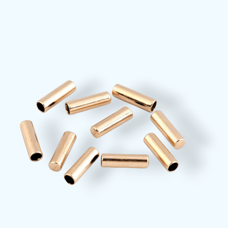 Casa si Gradina - Decoratiuni - DIY - Articole mercerie - Set 10 terminatii metalice pentru snur, diametru 4 mm, 5 x 17 mm, Auriu rose - Infinity.ro