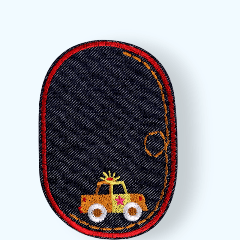 Casa si Gradina - Decoratiuni - DIY - Articole mercerie - Petic termoadeziv Jeans, aplicatie cu masinuta, 7,8 x 12 cm Rosu - Infinity.ro