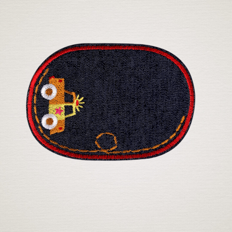 Casa si Gradina - Decoratiuni - DIY - Articole mercerie - Petic termoadeziv Jeans, aplicatie cu masinuta, 7,8 x 12 cm Rosu - Infinity.ro