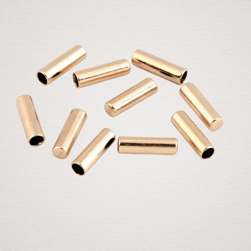 Casa si Gradina - Decoratiuni - DIY - Articole mercerie - Set 10 terminatii metalice pentru snur, diametru 4 mm, 5 x 17 mm, Auriu rose - Infinity.ro