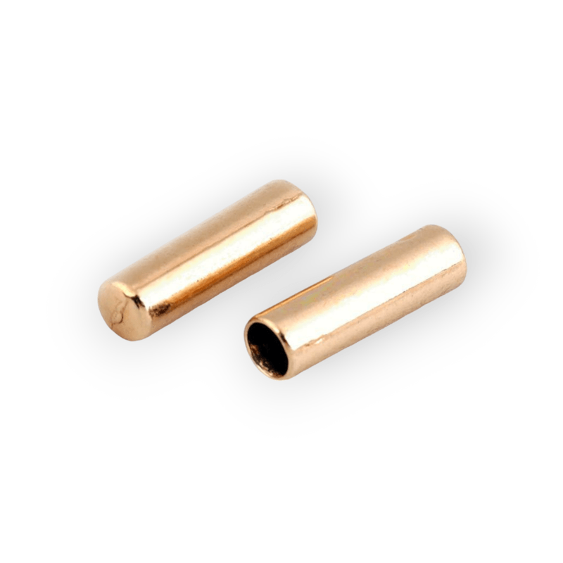 Casa si Gradina - Decoratiuni - DIY - Articole mercerie - Set 10 terminatii metalice pentru snur, diametru 4 mm, 5 x 17 mm, Auriu rose - Infinity.ro
