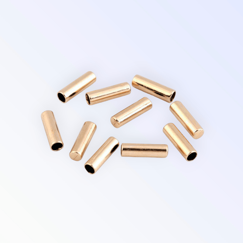 Casa si Gradina - Decoratiuni - DIY - Articole mercerie - Set 10 terminatii metalice pentru snur, diametru 4 mm, 5 x 17 mm, Auriu rose - Infinity.ro