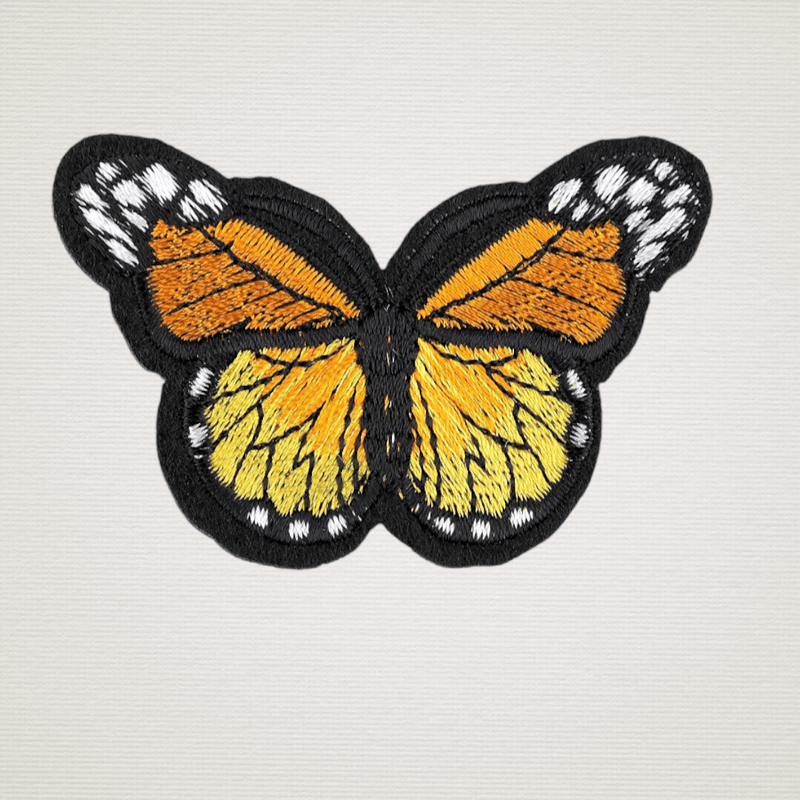 Casa si Gradina - Decoratiuni - DIY - Articole mercerie - Aplicatie termoadeziva brodata Kyrra 48 x 70 mm fluture Galben-Portocaliu - Infinity.ro