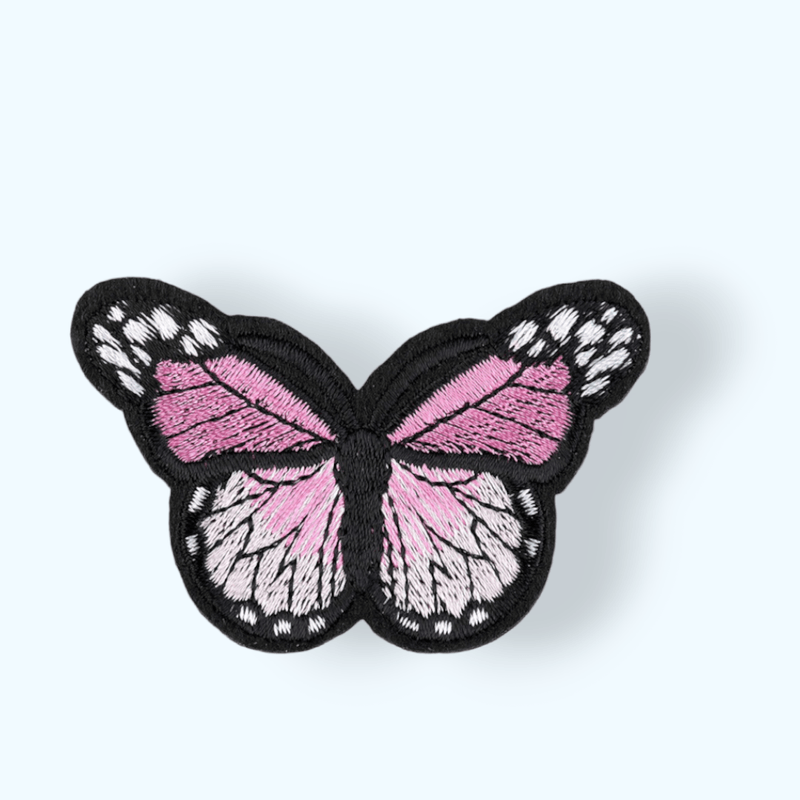 Casa si Gradina - Decoratiuni - DIY - Articole mercerie - Aplicatie termoadeziva brodata Crisalida, 48 x 70 mm, fluture Roz deschis - Infinity.ro