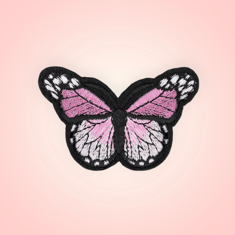 Casa si Gradina - Decoratiuni - DIY - Articole mercerie - Aplicatie termoadeziva brodata Crisalida, 48 x 70 mm, fluture Roz deschis - Infinity.ro