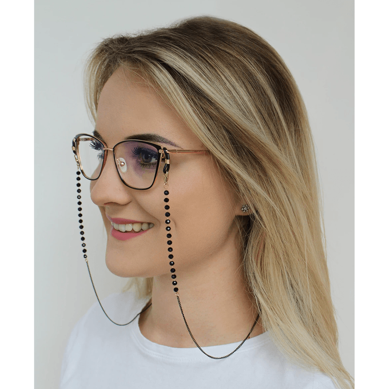 Ingrijire personala si Cosmetice - Sanatate si wellness - Optica medicala - Accesorii pentru ochelari si lentile de contact - Lant decorativ cu strasuri pentru ochelari, lungime 70 cm, Negru - Infinity.ro