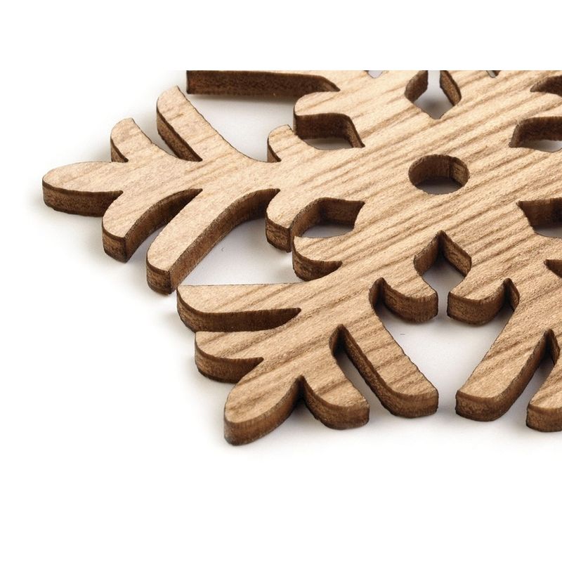 Casa si Gradina - Decoratiuni - Obiecte decorative - Accesorii decorative - Set 3 decoratiuni din lemn fulg de nea 15 cm, Natur - Infinity.ro