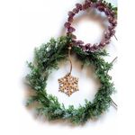 Casa si Gradina - Decoratiuni - Obiecte decorative - Accesorii decorative - Set 3 decoratiuni din lemn fulg de nea 15 cm, Natur - Infinity.ro