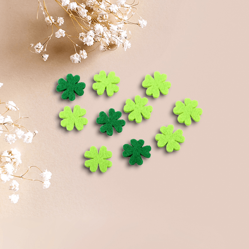 Casa si Gradina - Decoratiuni - Obiecte decorative - Accesorii decorative - Set trifoi din fetru pentru cusut si lipit, diametru 20 mm, 10 bucati - Infinity.ro