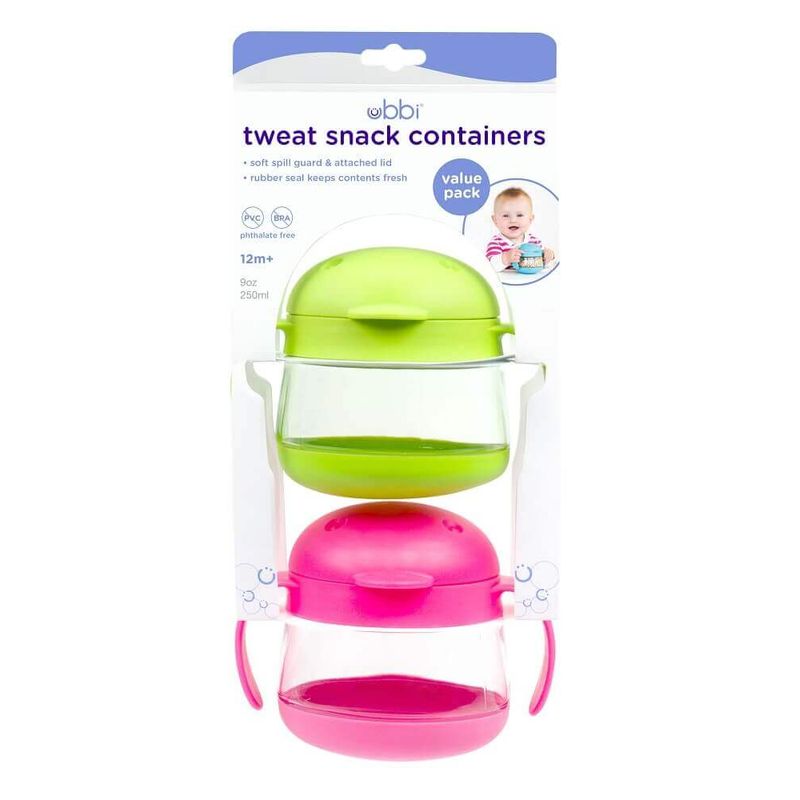 Jucarii, Copii si Bebe - Hrana si alaptare - Biberoane, suzete si accesorii hranire - Articole hranire bebelusi - Set cani pentru gustare Ubbi roz si verde - Infinity.ro