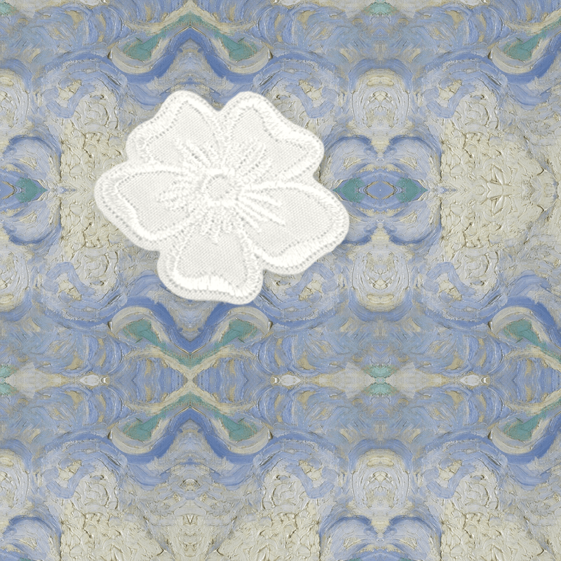Casa si Gradina - Decoratiuni - DIY - Articole mercerie - Aplicatie termoadeziva brodata, 35 mm, floare Alba - Infinity.ro
