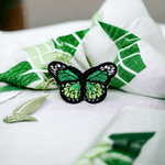Casa si Gradina - Decoratiuni - DIY - Articole mercerie - Aplicatie termoadeziva brodata 43 x 29 mm fluture Verde - Infinity.ro