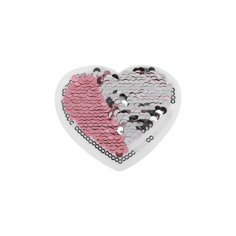 Casa si Gradina - Decoratiuni - DIY - Articole mercerie - Aplicatie termoadeziva cu paiete reversibile 7 x 8 cm, Inima roz pudrat - Infinity.ro