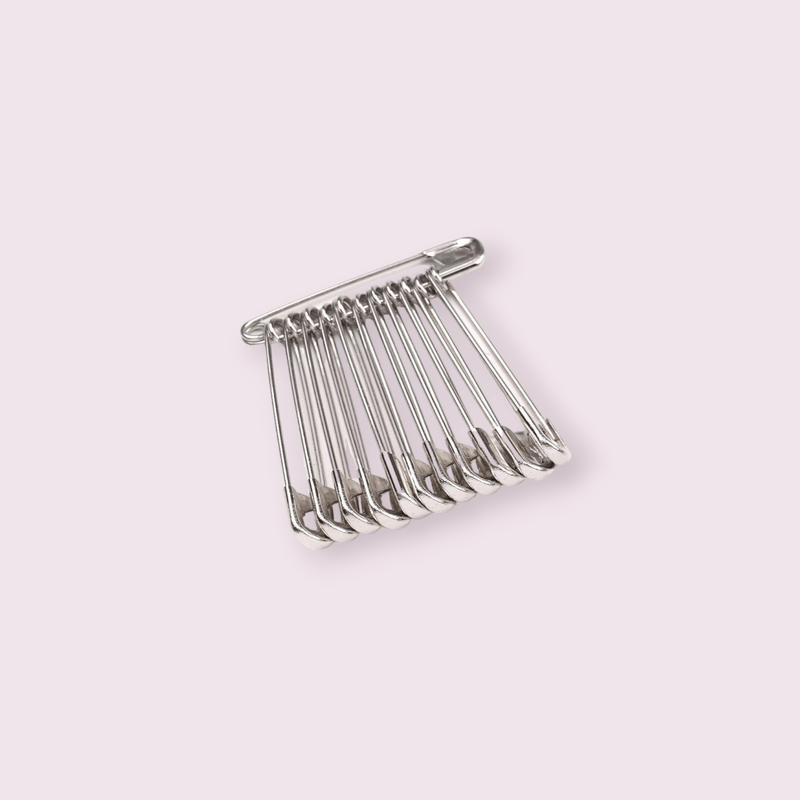 Casa si Gradina - Decoratiuni - DIY - Articole mercerie - Set 12 ace de siguranta metalice, lungime 34 mm, argintii - Infinity.ro