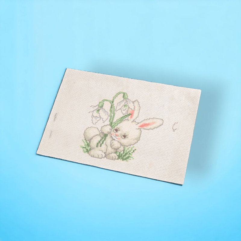 Casa si Gradina - Decoratiuni - DIY - Articole mercerie - Set de brodat pentru copii, model imprimat 14 x 20 cm, Iepuras - Infinity.ro