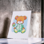 Casa si Gradina - Decoratiuni - DIY - Articole mercerie - Set de brodat pentru copii, model imprimat 14 x 20 cm, Ursulet - Infinity.ro