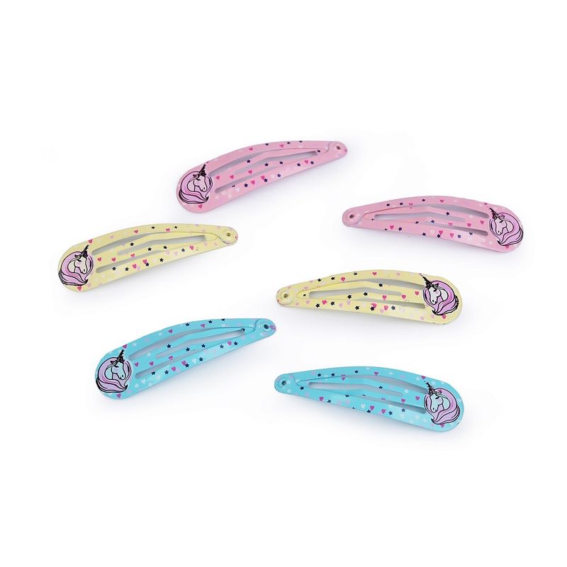 Fashion, accesorii si bijuterii - Copii - Accesorii copii - Accesorii pentru par copii - Set agrafe colorate pentru par cu imprimeu Unicorn, 6 bucati - Infinity.ro