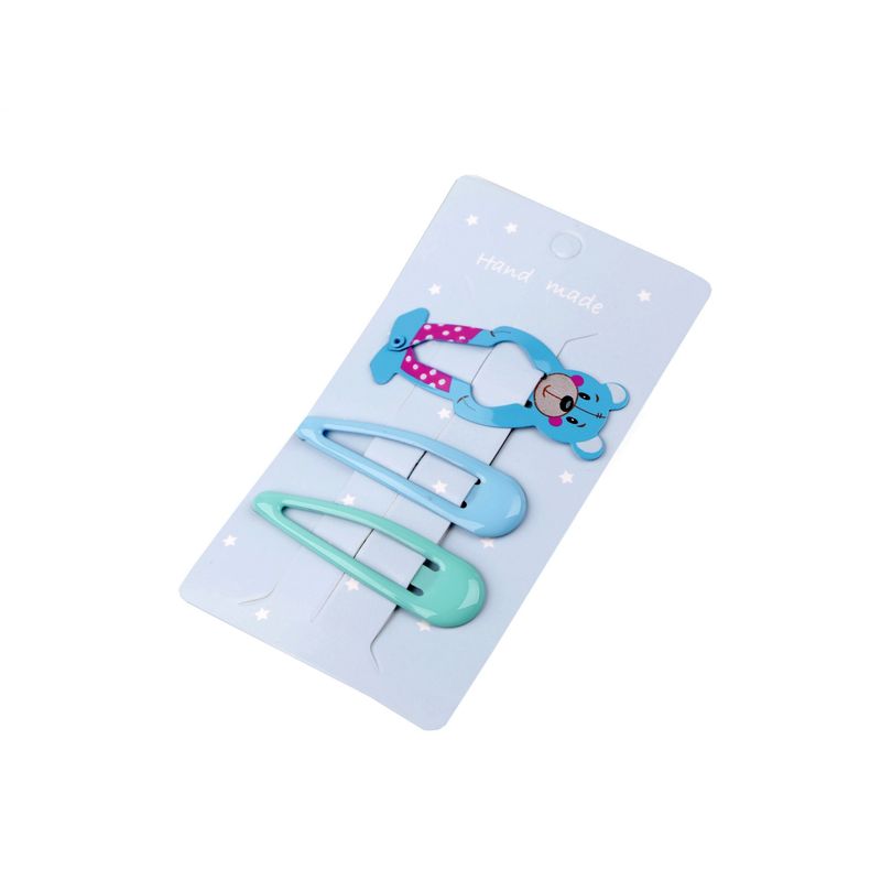 Fashion, accesorii si bijuterii - Copii - Accesorii copii - Accesorii pentru par copii - Set 3 agrafe pentru par clic clac 5 cm Ursulet - Infinity.ro