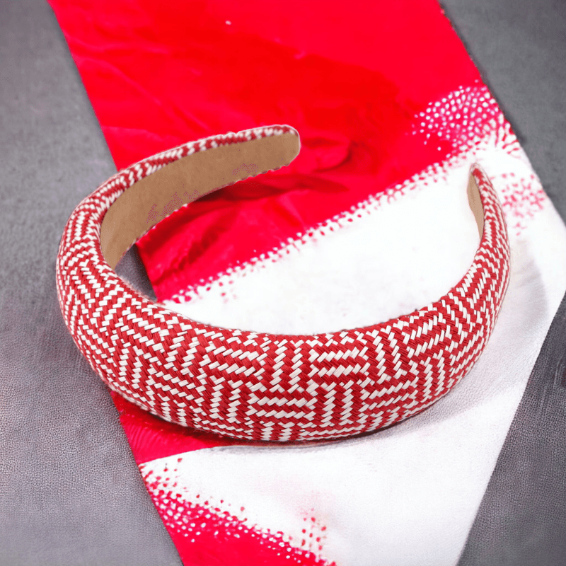 Fashion, accesorii si bijuterii - Copii - Accesorii copii - Accesorii pentru par copii - Bentita lata impletita pentru par, latime 3 cm, Rosu - Infinity.ro