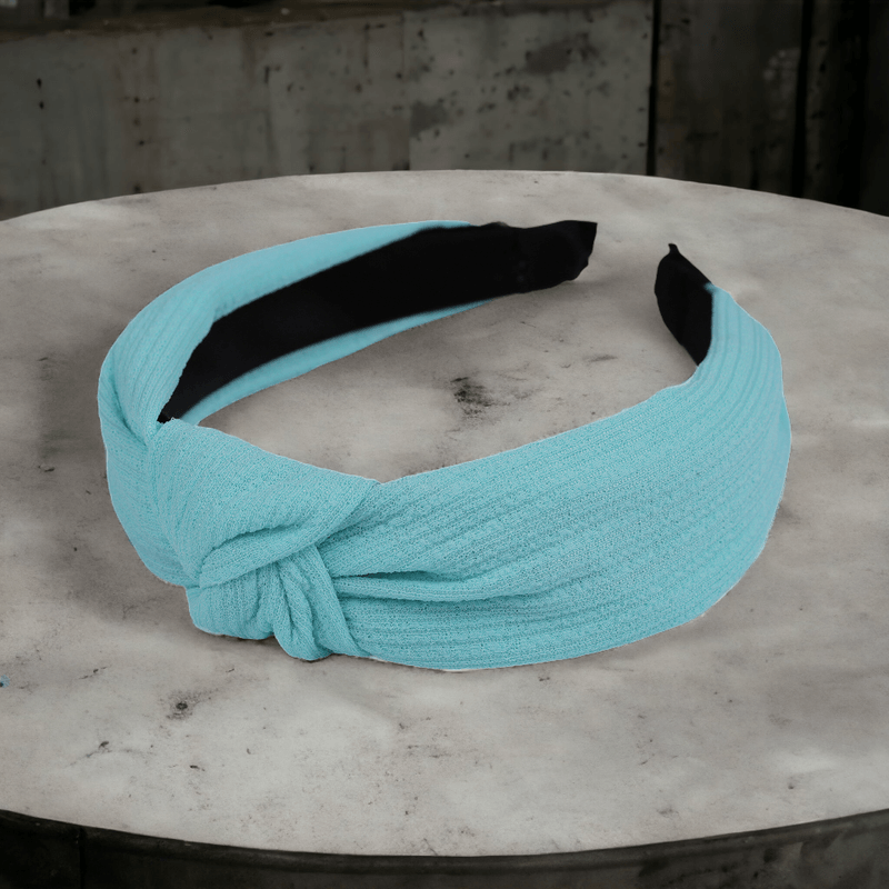 Fashion, accesorii si bijuterii - Copii - Accesorii copii - Accesorii pentru par copii - Bentita eleganta pentru par cu nod Crisalida, latime 4 cm, Albastru azur - Infinity.ro