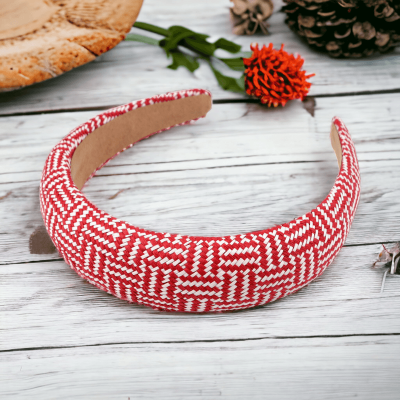 Fashion, accesorii si bijuterii - Copii - Accesorii copii - Accesorii pentru par copii - Bentita lata impletita pentru par, latime 3 cm, Rosu - Infinity.ro