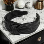 Fashion, accesorii si bijuterii - Copii - Accesorii copii - Accesorii pentru par copii - Bentita pentru par cu nod imitatie piele, latime 4.5 cm, Negru - Infinity.ro