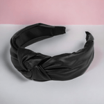 Fashion, accesorii si bijuterii - Copii - Accesorii copii - Accesorii pentru par copii - Bentita pentru par cu nod imitatie piele, latime 4.5 cm, Negru - Infinity.ro