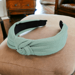 Fashion, accesorii si bijuterii - Copii - Accesorii copii - Accesorii pentru par copii - Bentita eleganta pentru par cu nod Crisalida, latime 4 cm, Verde salvie - Infinity.ro