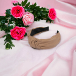 Fashion, accesorii si bijuterii - Copii - Accesorii copii - Accesorii pentru par copii - Bentita pentru par cu nod imitatie piele, latime 4.5 cm, Maro deschis - Infinity.ro