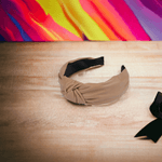 Fashion, accesorii si bijuterii - Copii - Accesorii copii - Accesorii pentru par copii - Bentita pentru par cu nod imitatie piele, latime 4.5 cm, Maro deschis - Infinity.ro