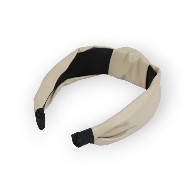 Fashion, accesorii si bijuterii - Copii - Accesorii copii - Accesorii pentru par copii - Bentita pentru par cu nod imitatie piele, latime 4.5 cm, Bej - Infinity.ro