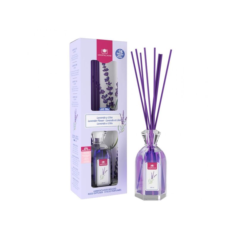 Casa si Gradina - Decoratiuni - Aromaterapie si lumanari - Odorizante camera - Odorizant camera 0% alcool Cristalinas - Lavanda si liliac, calmant 180 ml - Infinity.ro