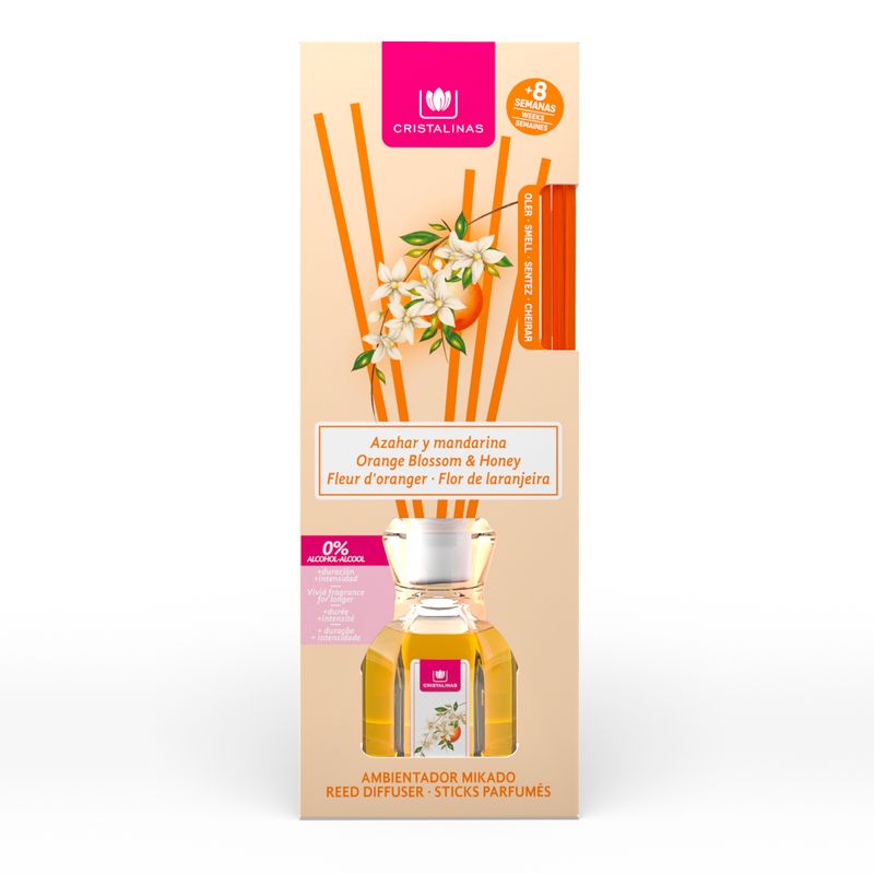 Casa si Gradina - Decoratiuni - Aromaterapie si lumanari - Uleiuri esentiale aromaterapie - Odorizant camera 0% alcool Cristalinas - Floare de portocal si mandarina 40 ml - Infinity.ro