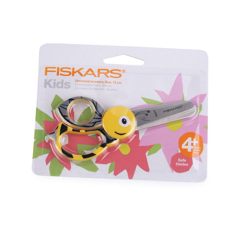 Carti si Birotica - Birotica - Accesorii de birou - Foarfece si cuttere - Foarfeca pentru copii stangaci si dreptaci Fiskars, 13 cm, Albinuta galbena - Infinity.ro
