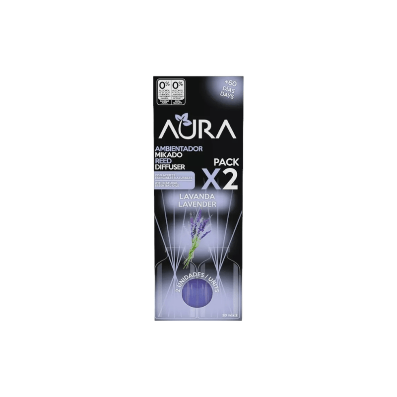 Casa si Gradina - Decoratiuni - Aromaterapie si lumanari - Uleiuri esentiale aromaterapie - Set 2 odorizante camera 0% alcool Aura, Lavanda 2 x 30 ml - Infinity.ro