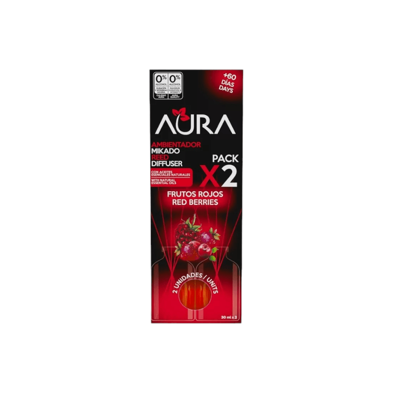 Casa si Gradina - Decoratiuni - Aromaterapie si lumanari - Uleiuri esentiale aromaterapie - Set 2 odorizante camera 0% alcool Aura, Fructe rosii 2 x 30 ml - Infinity.ro