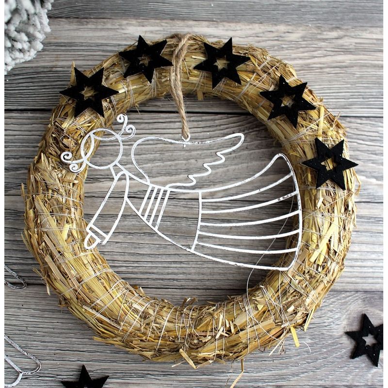 Jucarii, Copii si Bebe - Jucarii si jocuri - Jucarii & jocuri educative - Seturi de artizanat - Coronita din paie decorabila, rotunda, diametru 20 cm Ivory - Infinity.ro