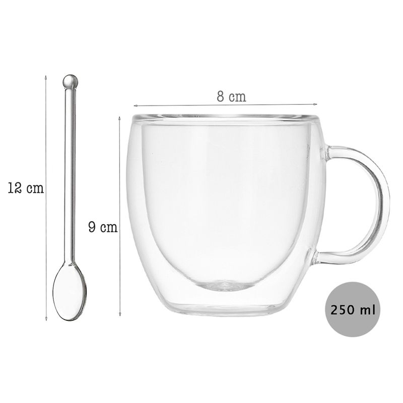 Casa si Gradina - Bucatarie si vesela - Vase pentru gatit - Ceainice si infuzoare - Set ceainic cu 2 cani si 2 lingurite, Quasar & Co.®,cu infuzor si capac,650ml,2x250ml,termorezistente,sticla,transparent - Infinity.ro