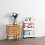 Casa si Gradina - Mobilier - Biblioteci si rafturi - Rafturi - Etajera cu 3 polite, Quasar & Co.®,cu roti, pentru spatii inguste, universala, dreptunghiulara,ABS/inox, 40 x 12 x 61 cm - Infinity.ro