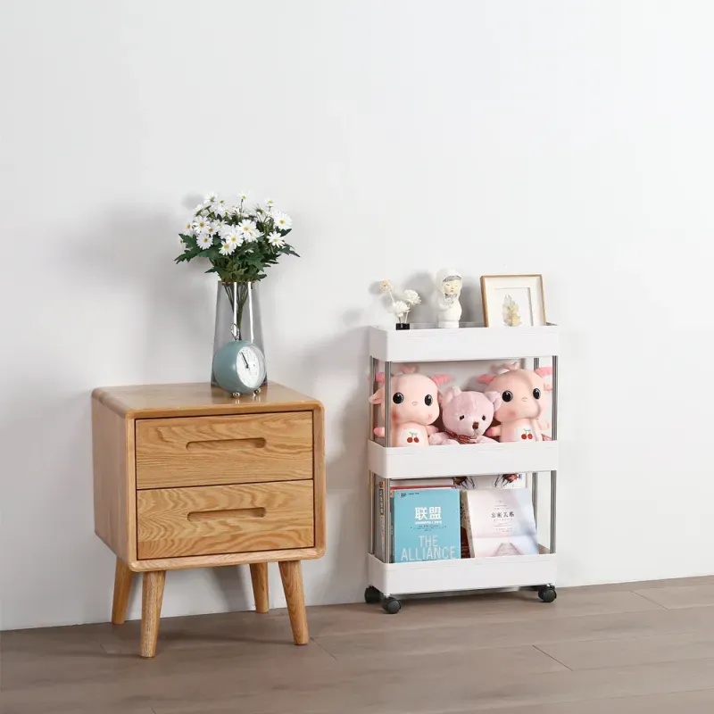 Casa si Gradina - Mobilier - Biblioteci si rafturi - Rafturi - Etajera cu 3 polite, Quasar & Co.®,cu roti, pentru spatii inguste, universala, dreptunghiulara,ABS/inox, 40 x 12 x 61 cm - Infinity.ro