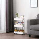 Casa si Gradina - Mobilier - Biblioteci si rafturi - Rafturi - Etajera cu 3 polite, Quasar & Co.®,cu roti, pentru spatii inguste, universala, dreptunghiulara,ABS/inox, 40 x 12 x 61 cm - Infinity.ro