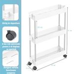 Casa si Gradina - Mobilier - Biblioteci si rafturi - Rafturi - Etajera cu 3 polite, Quasar & Co.®,cu roti, pentru spatii inguste, universala, dreptunghiulara,ABS/inox, 40 x 12 x 61 cm - Infinity.ro