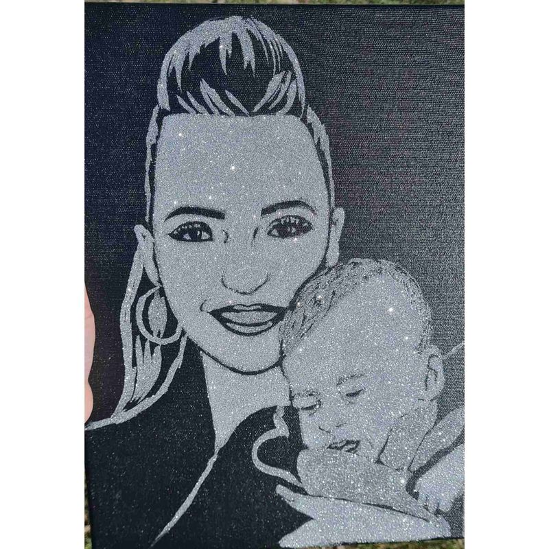 Casa si Gradina - Decoratiuni - Tablouri - Tablou cu sclipici argintiu, pictat manual dupa poza ta, 30x40 cm, 2 persoane - Infinity.ro