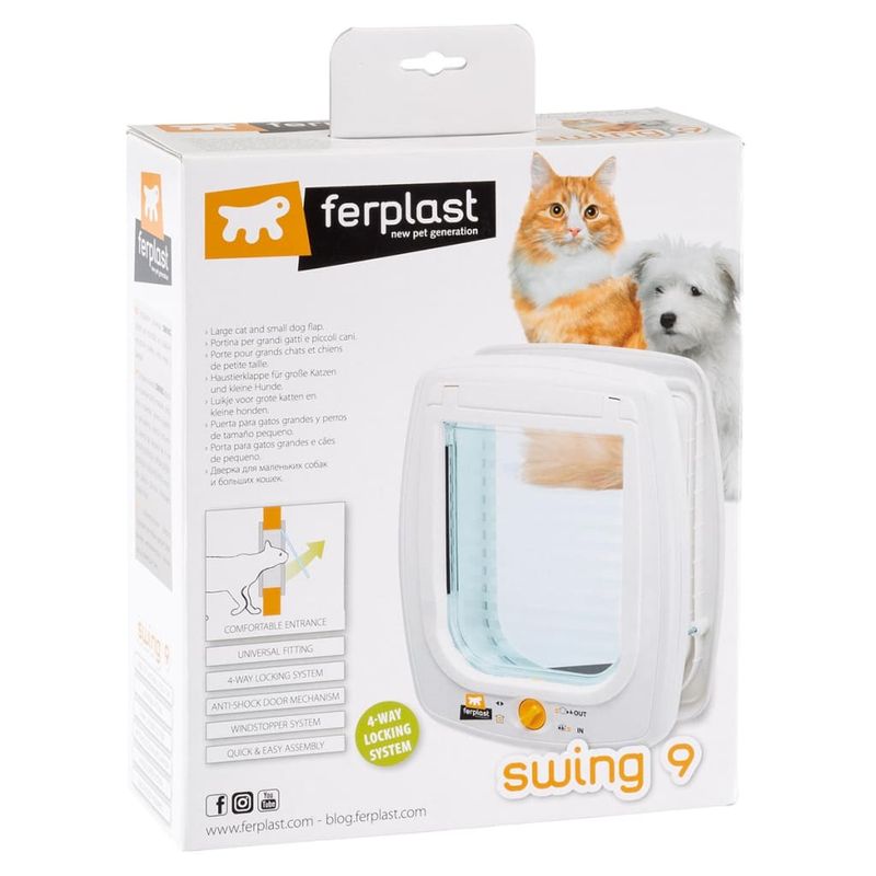 Petshop - Accesorii petshop - Culcusuri si custi - Usi animale - Ferplast Clapeta manuala de pisica 4 cai Swing 9 SET, alb, 72105011 - Infinity.ro