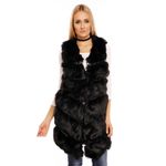 Fashion, accesorii si bijuterii - Femei - Imbracaminte femei - Sacouri si veste femei - Vesta din blana artificiala, lunga, fara maneci, neagra, L - Infinity.ro