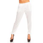 Fashion, accesorii si bijuterii - Femei - Imbracaminte femei - Pantaloni femei - Panaloni dama casual cu turul lasat, alb, M/L - Infinity.ro